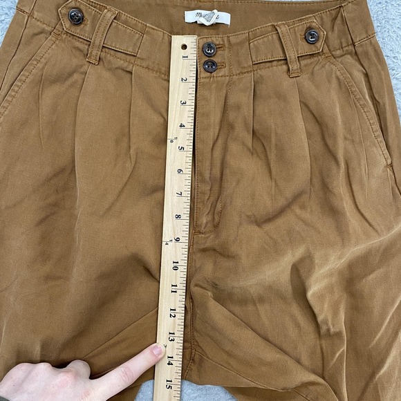 Madewell Trouser Pants Womens 8 Brown Pleated Wide Leg Relaxed Linen Minimalist - Picture 5 of 15